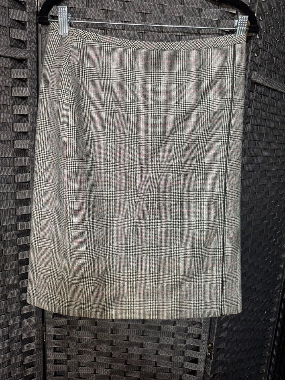 Brooks Brothers Gray Glen Check Wool Pencil Skirt 8 Classic Career Chic